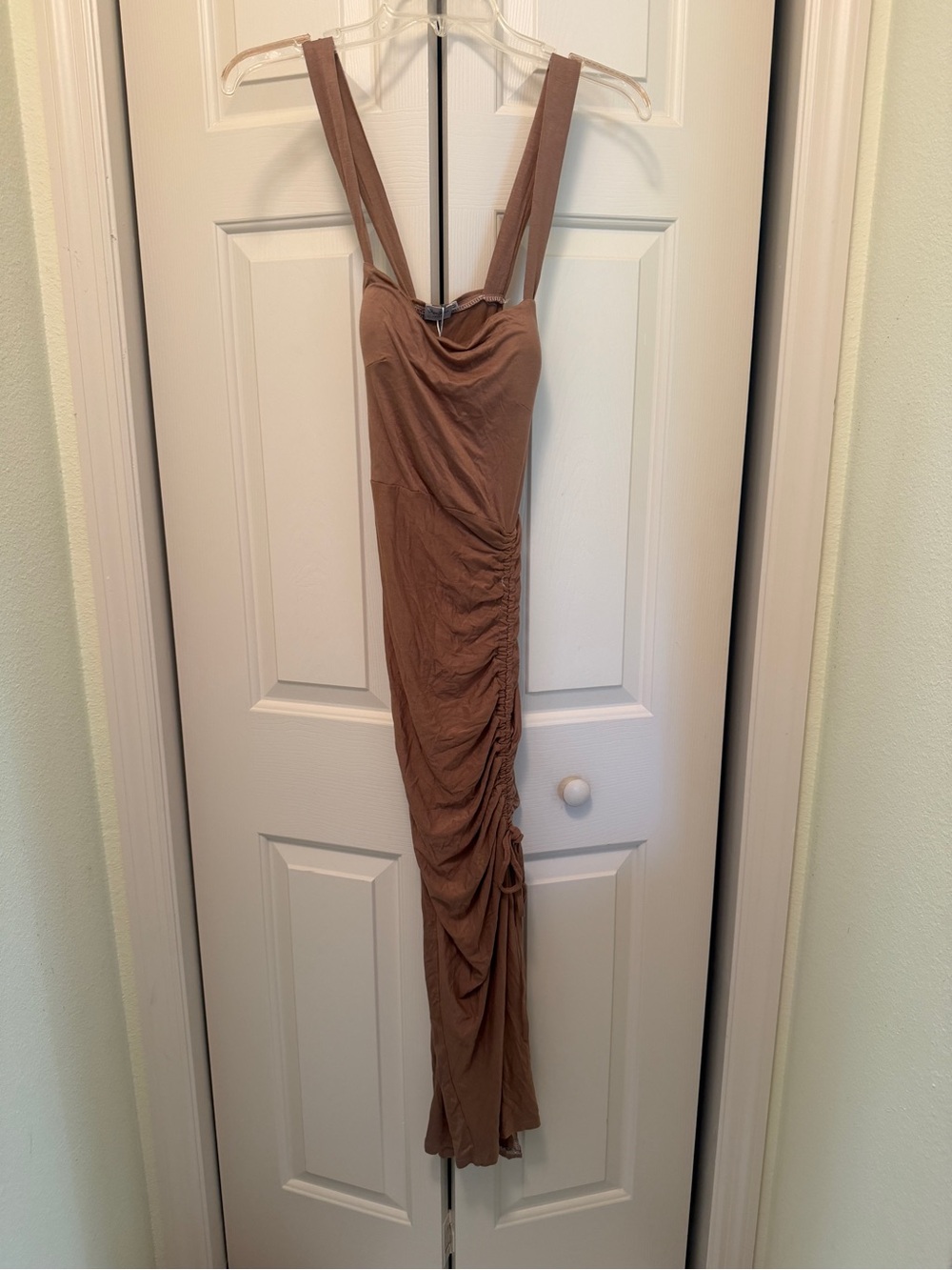 Pepe Jeans Mauve-Brown Ruched Maxi Dress